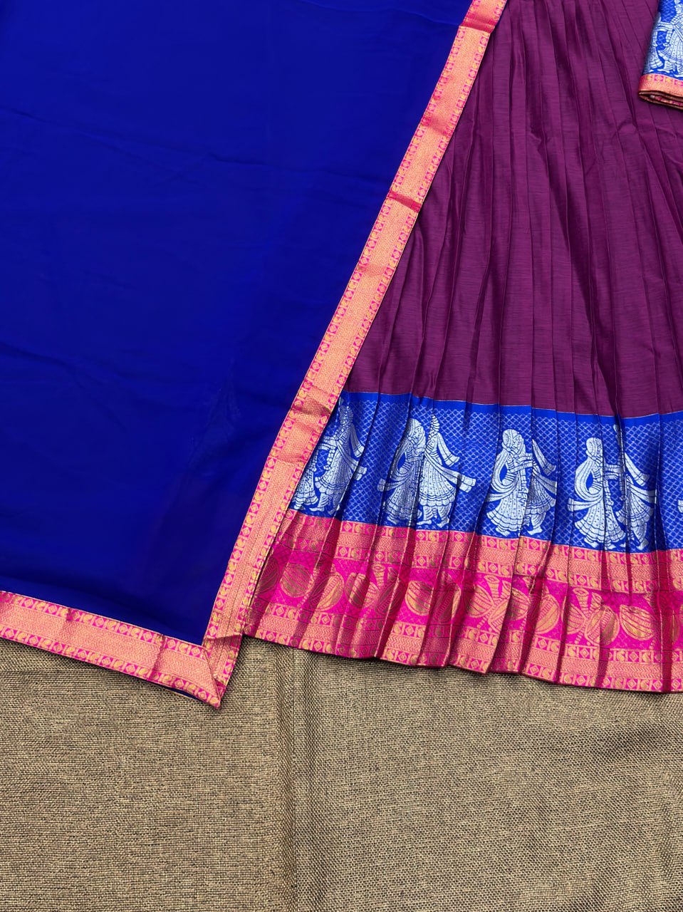 RangBhoomi Premium South Indian Kanjivaram Silk Lehenga Set with Georgette Dupatta and Zari Weaving