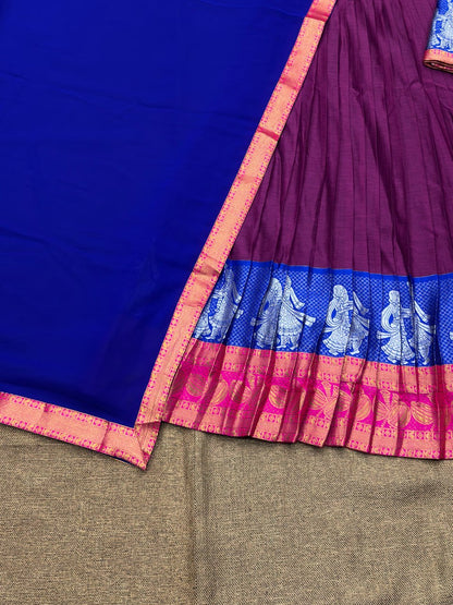 RangBhoomi Premium South Indian Kanjivaram Silk Lehenga Set with Georgette Dupatta and Zari Weaving