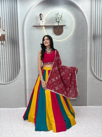 RangBhoomi Navratri Special Cotton Lehenga Choli with Vintage Dupatta — 6m Flair