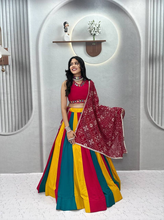 RangBhoomi Navratri Special Cotton Lehenga Choli with Vintage Dupatta — 6m Flair