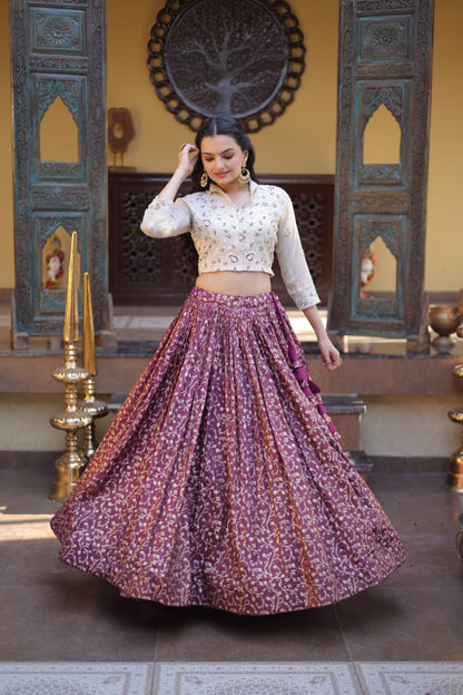RangBhoomi Elegant Cosmos Jacquard Lehenga Choli Set with Embellished Blouse