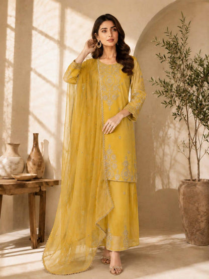 RangBhoomi Designer Festival Special Collection - Elegant Embroidered Cosmos Fabric Set