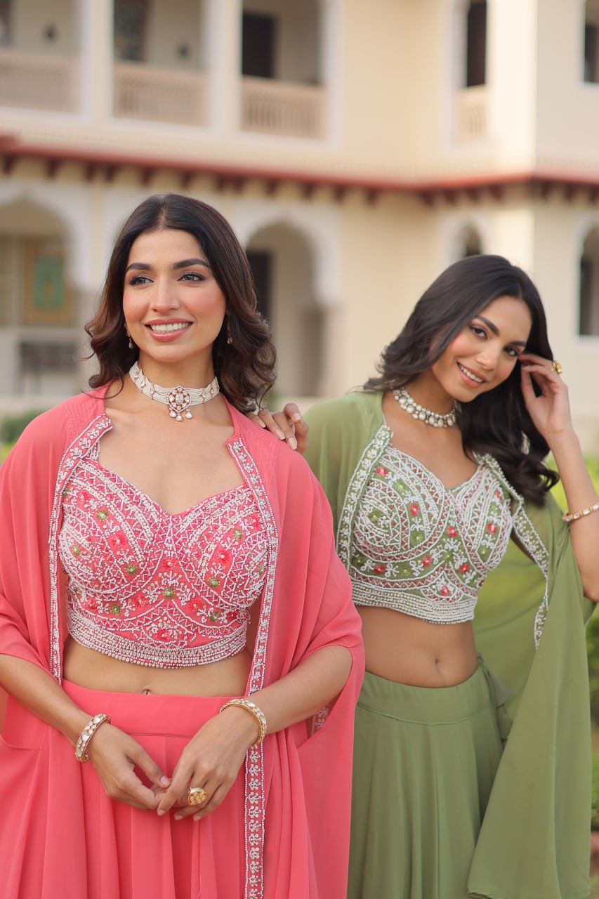 Premium Ready-to-Wear Lehenga Choli Set with Stylish Shrug Jacket