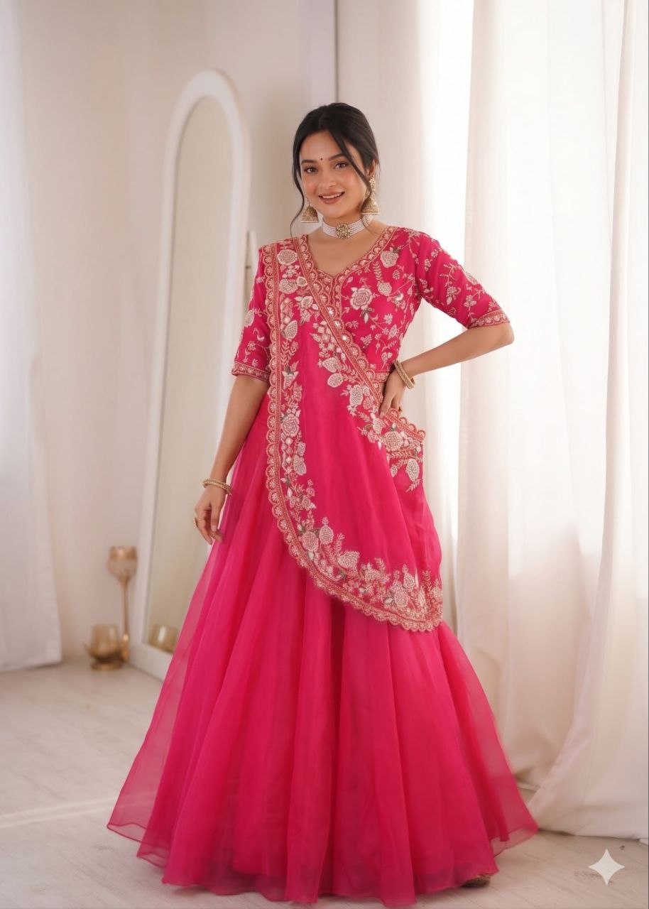 Elegant Embroidered Lehenga Choli Set with Sequence Work – New Arrival by RangBhoomi