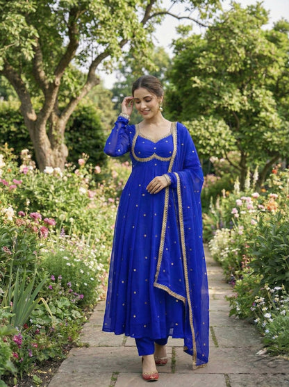 Elegant Party Wear Fendi Satin Gown Set with Dupatta and Pants Featuring 3MM Rembo Sequin and Zari Embroidery