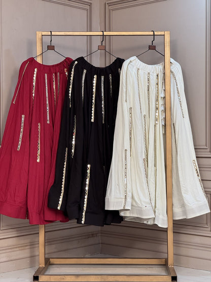RangBhoomi Full-Stitched Rayon Lehenga with Multi Mirror Lace Work