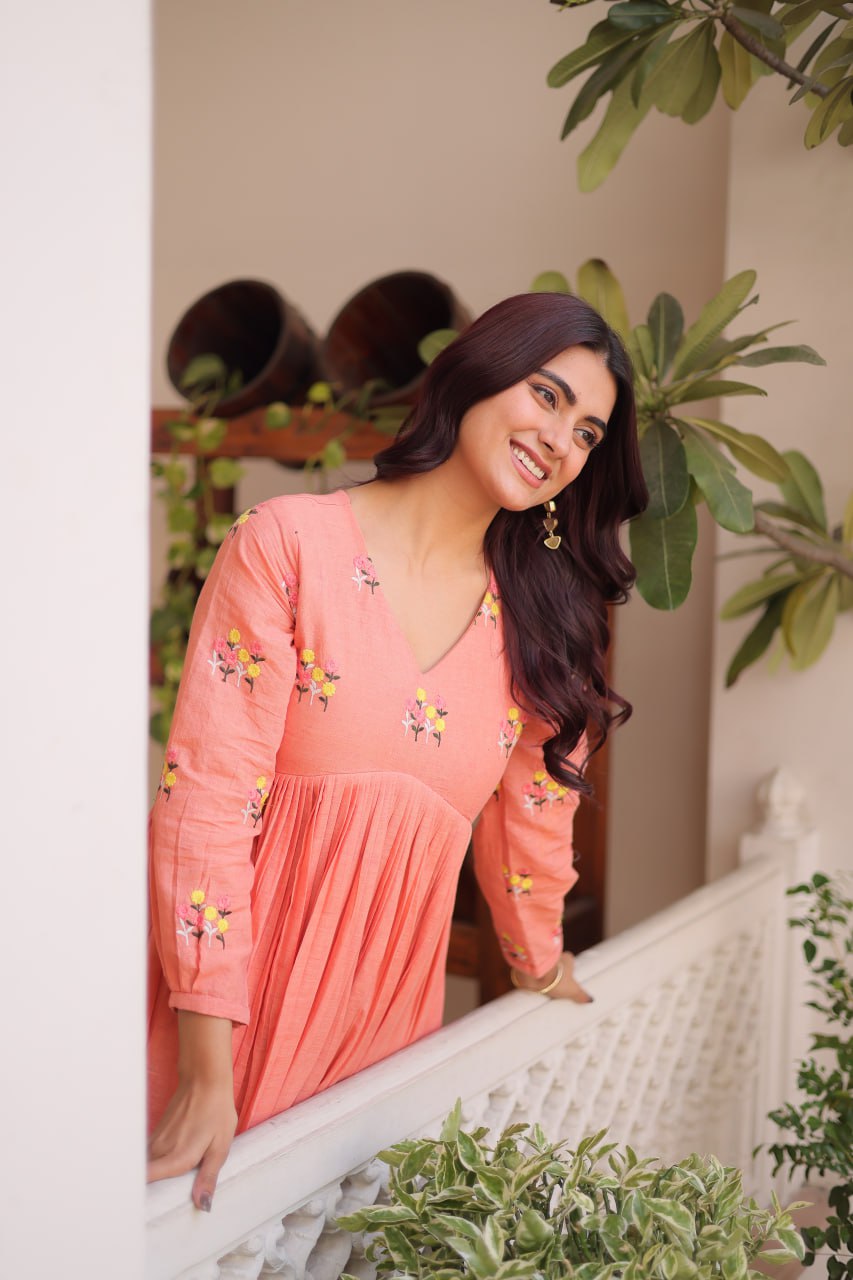 Premium Ready-to-Wear Embroidered Cotton Kurti with Matching Cotton Pants
