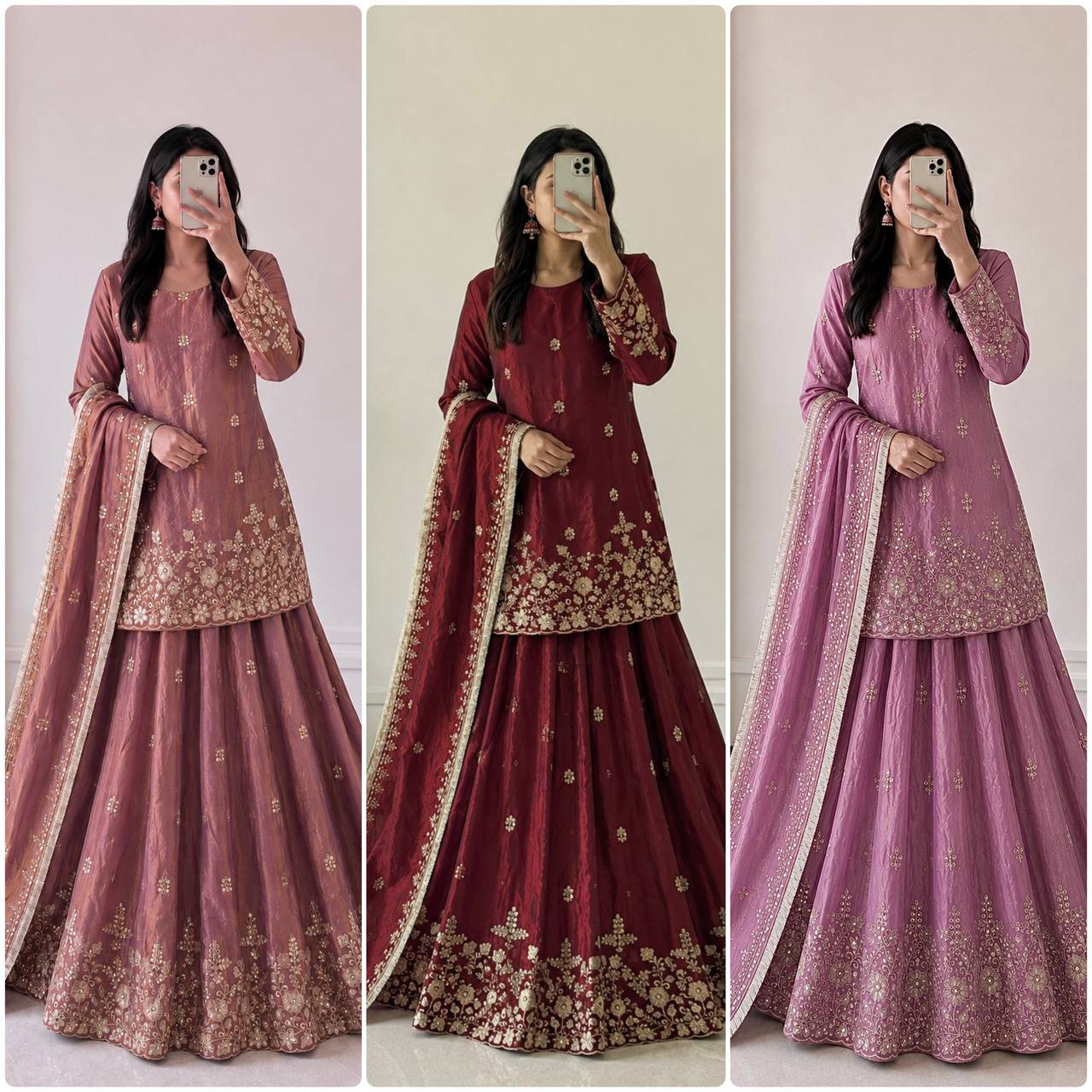 RangBhoomi Designer Party Wear Collection - Elegant Two Tone Fandy Silk Ensemble