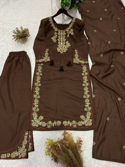 Elegant Designer Embroidered Palazzo Suit with Dupatta for the Wedding Season