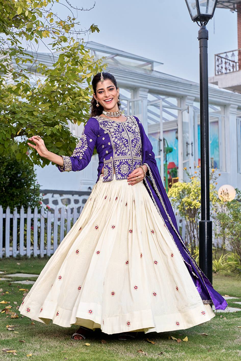 RangBhoomi Elegant Festival Lehenga Choli Set with Heavy Embroidery & Pure Silk Fabric