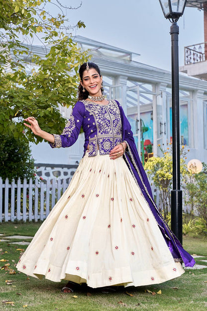 RangBhoomi Elegant Festival Lehenga Choli Set with Heavy Embroidery & Pure Silk Fabric