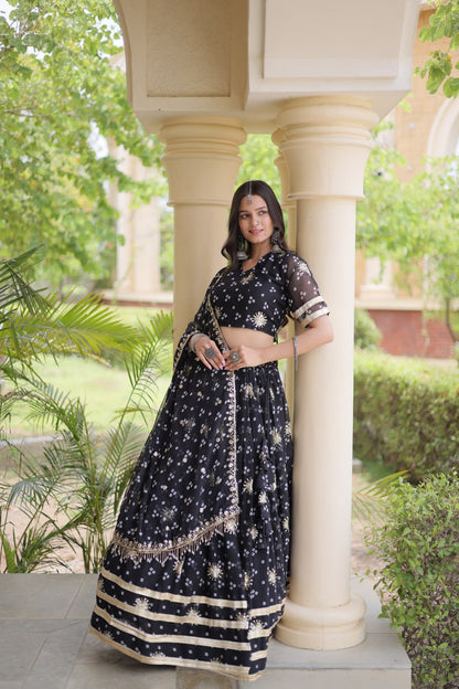 RangBhoomi Four-Color Faux Georgette Bandhej Lehenga Choli Set with Dupatta
