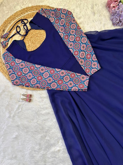 RangBhoomi Elegant 2-Color Anarkali Gown with Heavy Georgette and Pure Micro Cotton Inner – Multiple Sizes Available