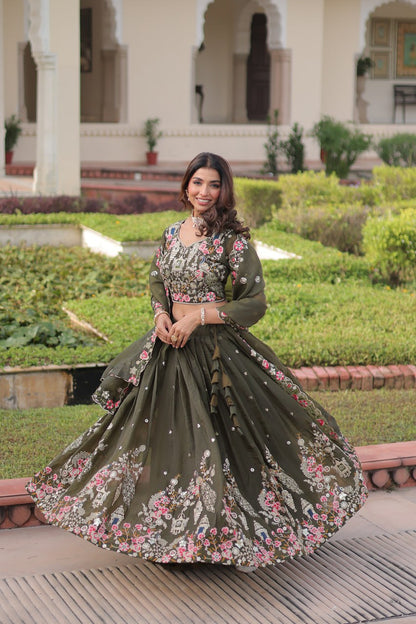 RangBhoomi Premium Designer Sequined Embroidered Lehenga Choli and Dupatta Set