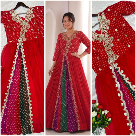 RangBhoomi Ethnic Anarkali Collection in Pastel Hues with Golden Embellishments