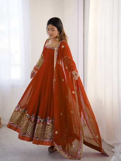 RangBhoomi Heavy Designer Party Gown with Embroidered Dupatta