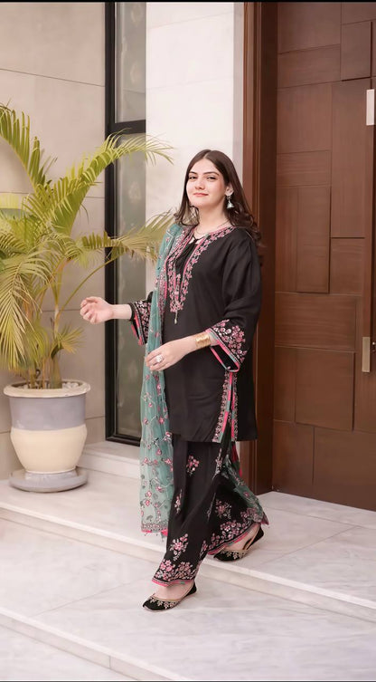 RangBhoomi Elegant Women's Ethnic Wear Set with Heavy Embroidery and Soft Butterfly Net Dupatta