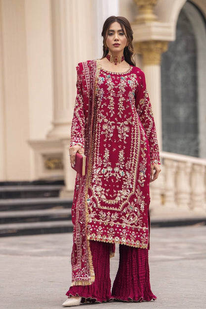 Elegant Ready-to-Wear Designer Set in Faux Georgette with Intricate Heavy Embroidery and Sequins - Fully Stitched Top, Bottom, and Dupatta