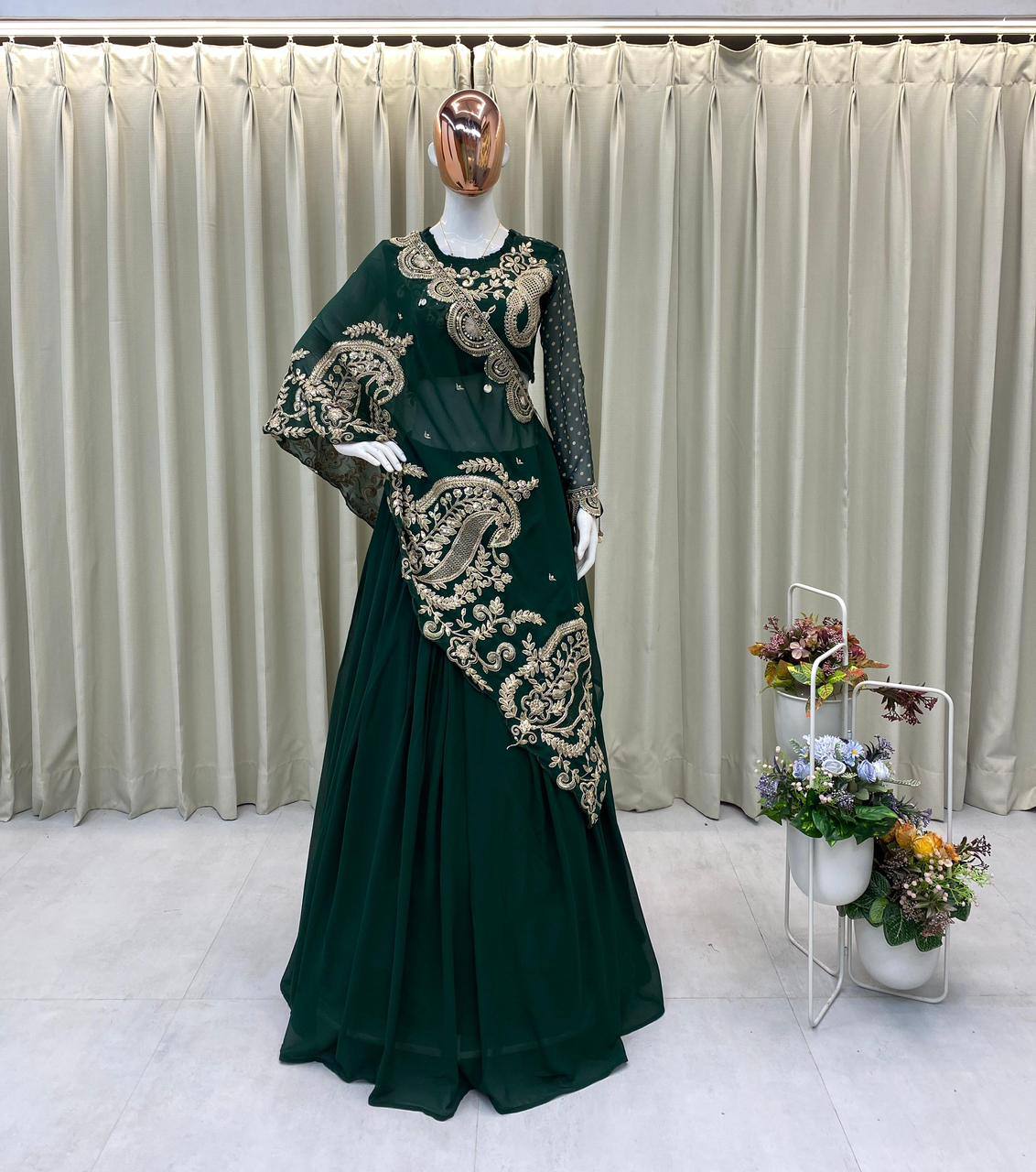Designer Wear Embroidered Lehenga with Blouse and Shrug Set