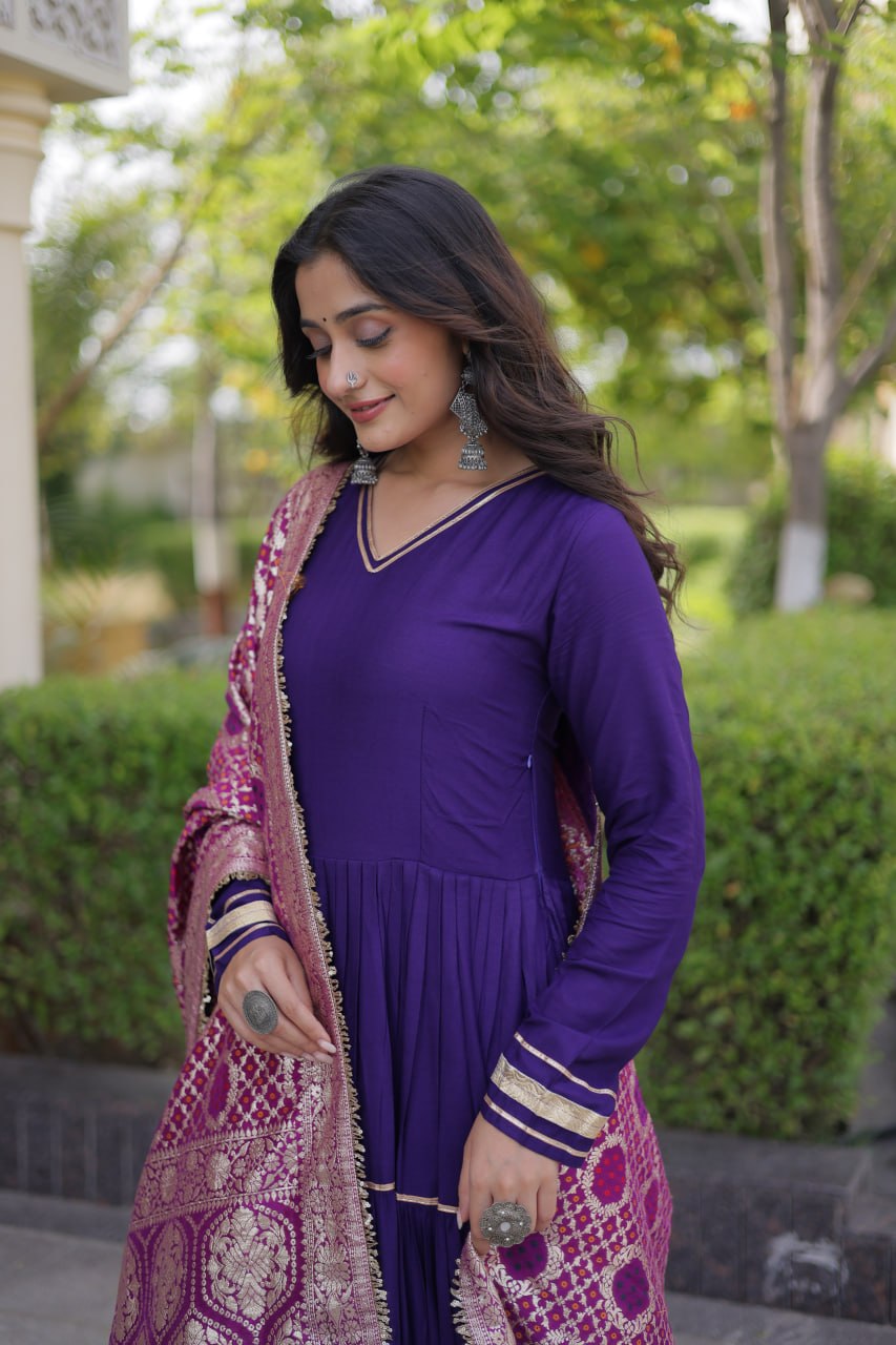 RangBhoomi Gown & Dupatta Collection 2026 — Premium Reyon Gown with Viscose Jacquard Dupatta