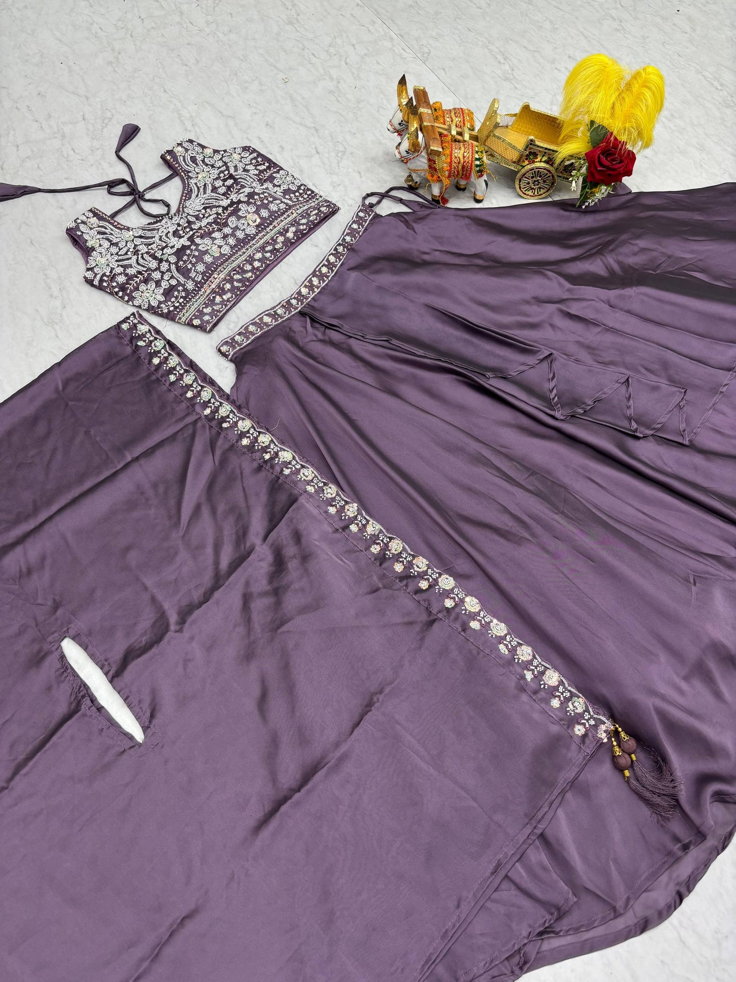 RangBhoomi Exclusive Wedding Special Lehenga Choli Set in Pure Rangoli Silk with Heavy Embroidery and Sequence Detailing