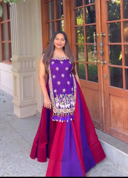 RangBhoomi Festive Vichitra Silk Lehenga Choli Set with Heavy Thread & Sequin Work