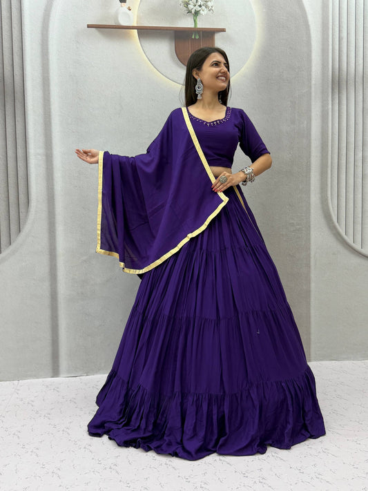 RangBhoomi Navratri Special Big Flair 9+ Meter Rion Cotton Lehenga Choli — Fully Stitched