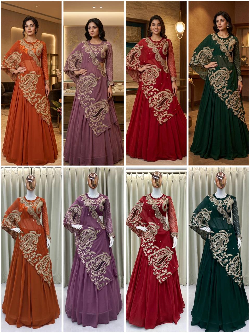 Designer Wear Embroidered Lehenga with Blouse and Shrug Set