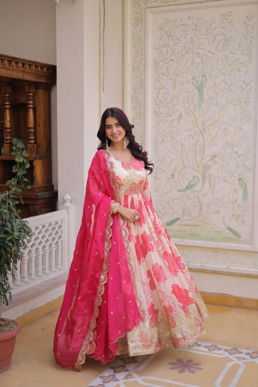 Premium Ready-to-Wear Gown with Matching Dupatta Set