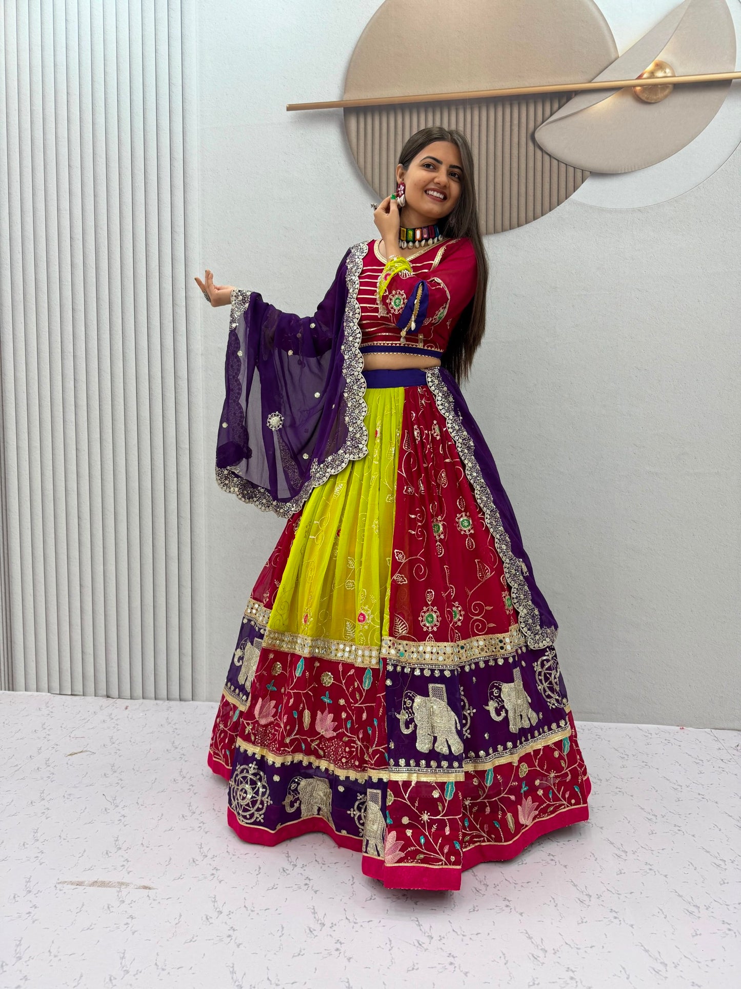 Navratri Special Vintage Chaniya Choli — Fox Georgette Embroidered Lehenga Set by RangBhoomi