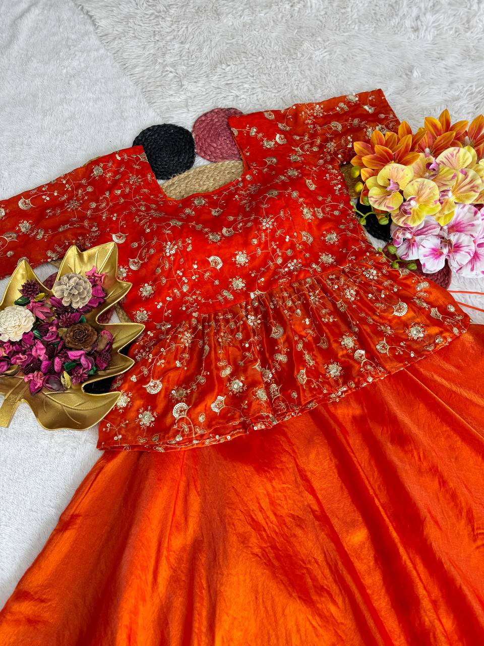 Elegant Space Silk Peplum Lehenga Choli with Exquisite Sequined Embroidery – Perfect Harmony of Style and Comfort