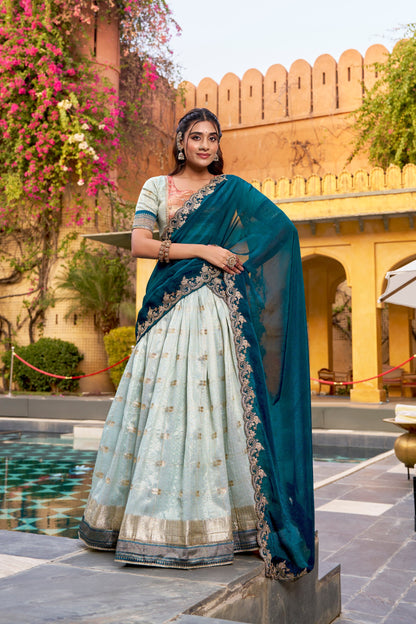 Elegant Woven Grace Lehenga with Royal Paithani Borders and Intricate Embroidery