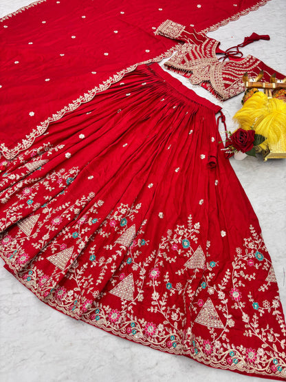 Lehenga Choli Wedding Collection | Vichitra Silk Embroidery Work