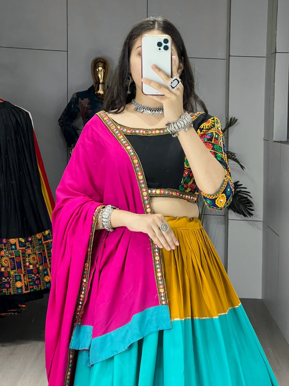 Ethnic Women's Pure Rayon Cotton Lehenga Set for Navratri Festival