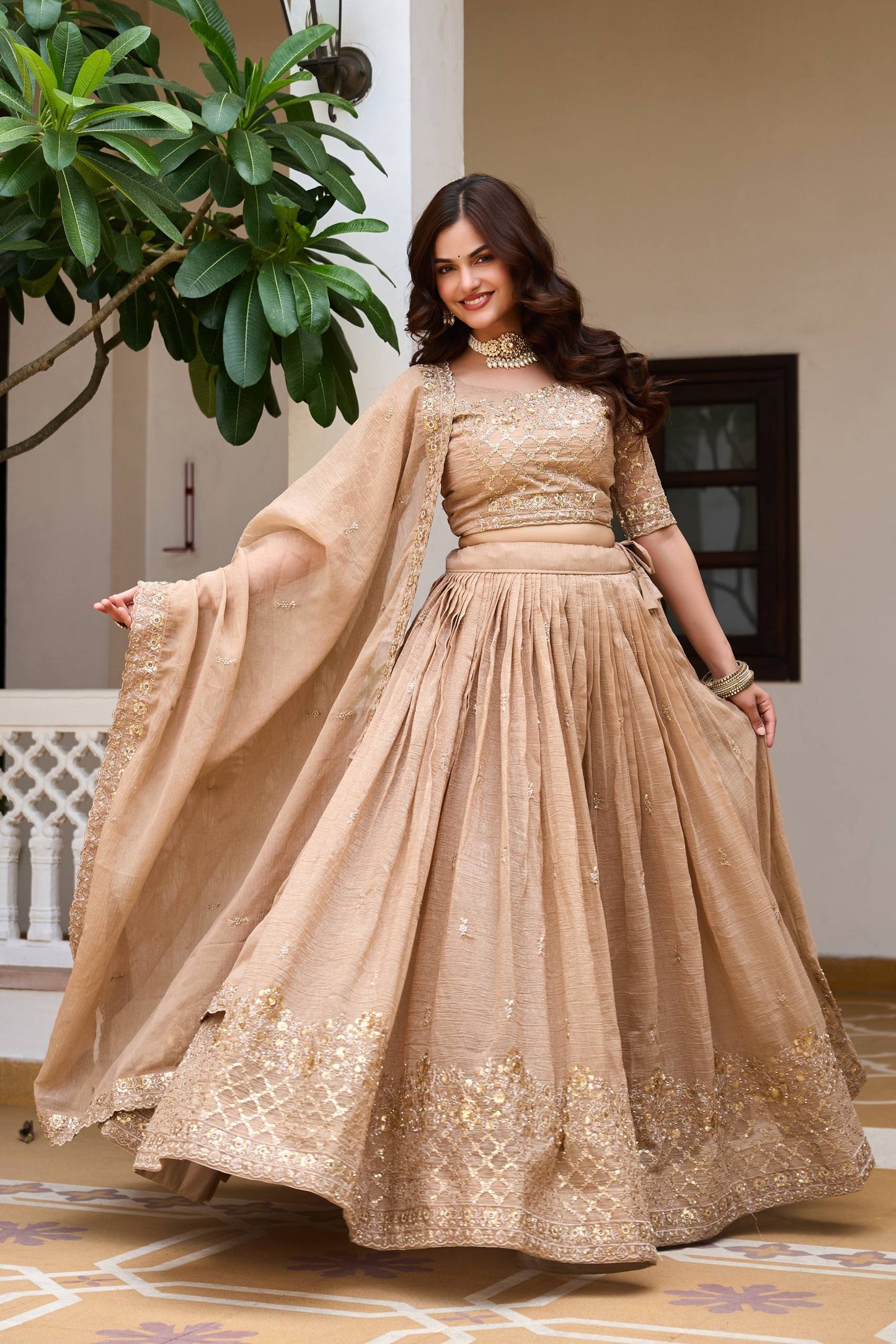 RangBhoomi Real Modeling Wedding Lehenga Choli with Heavy Embroidery and Pure Crunchy Fabric