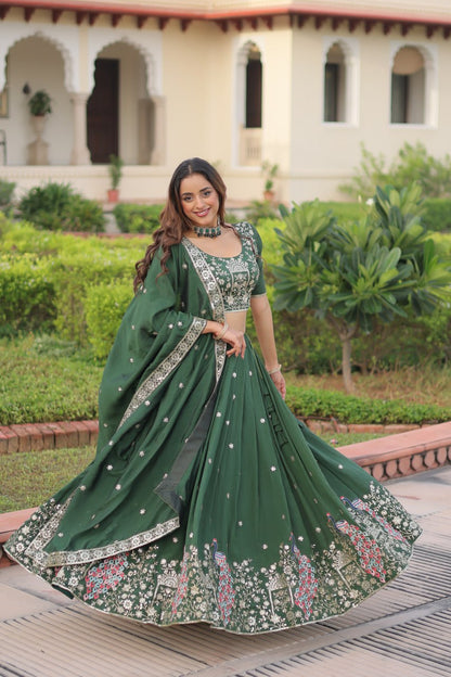 RangBhoomi Premium Vichitra Silk Lehenga Choli Set 2026 with Embroidered Sequins, Zari & Thread Work