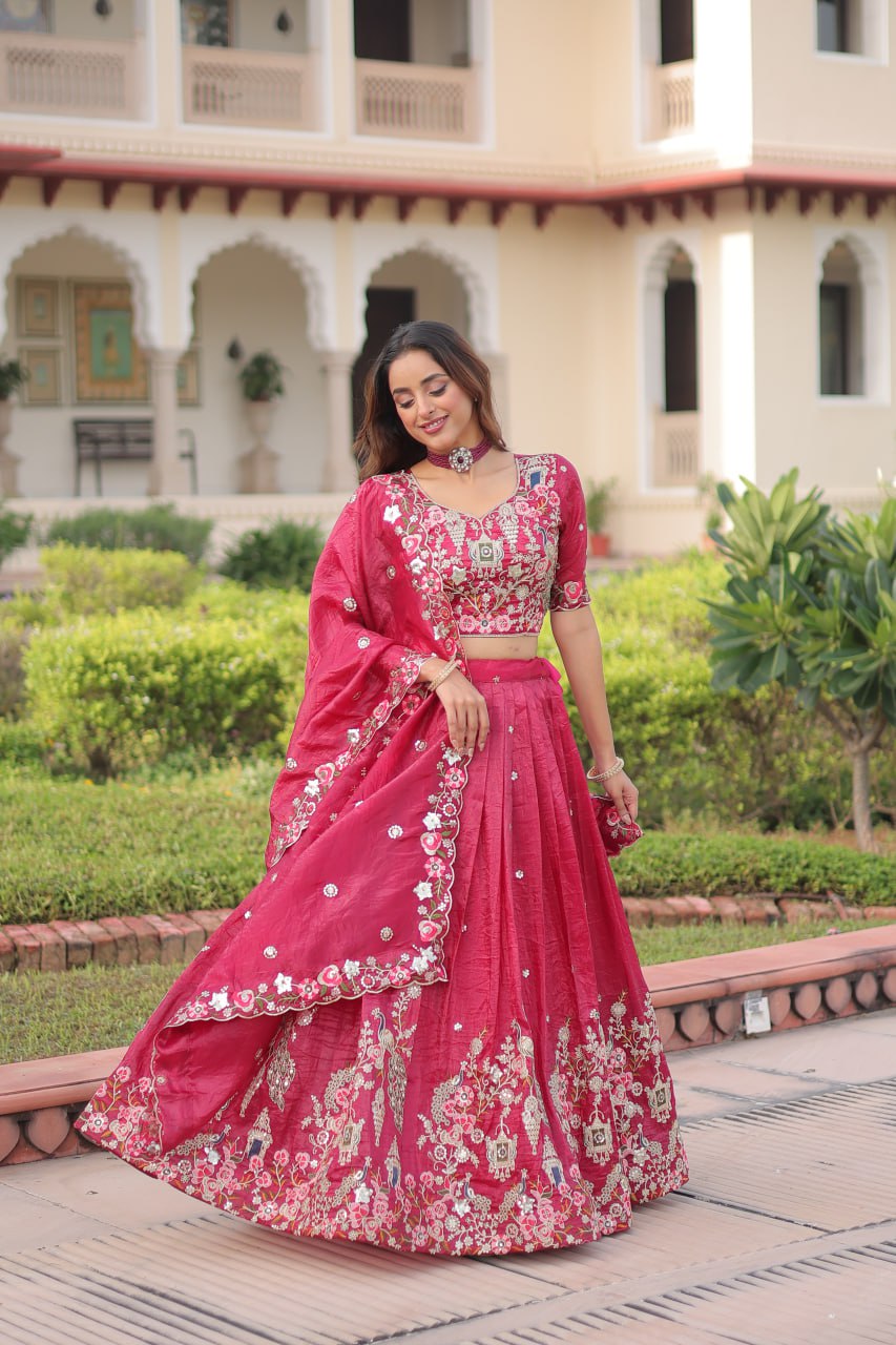 RangBhoomi Premium Designer Sequined Embroidered Lehenga Choli and Dupatta Set