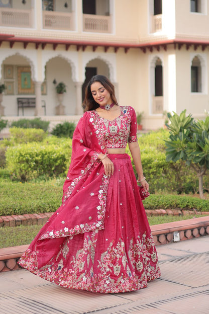 RangBhoomi Premium Designer Sequined Embroidered Lehenga Choli and Dupatta Set