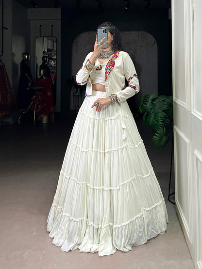 RangBhoomi Navratri Rajudi Lehenga Set with Gamthi & Mirror Detailing