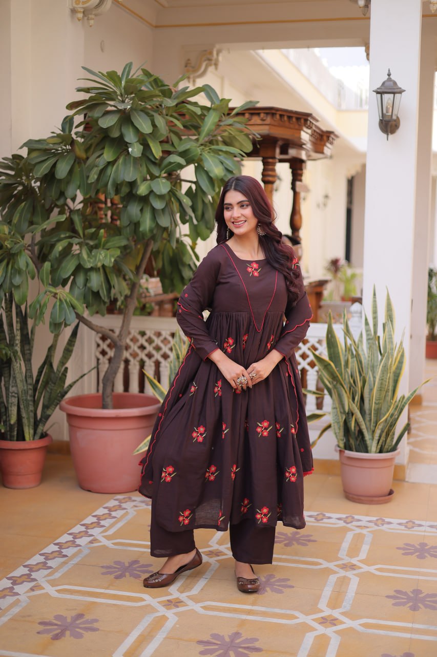 Premium Ready-to-Wear Kurti Set with Pant and Embroidered Dupatta – Comfortable Cotton Ensemble
