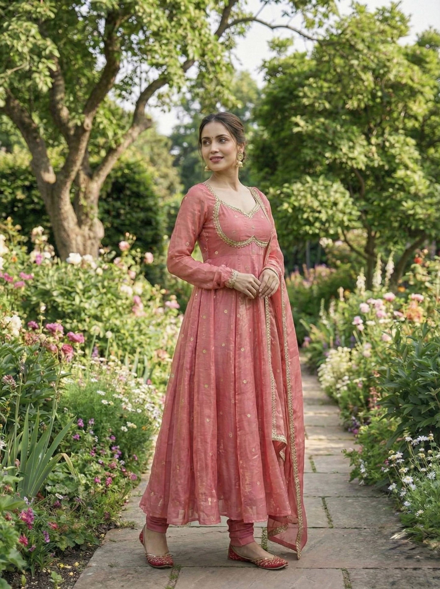 Elegant Party Wear Fendi Satin Gown Set with Dupatta and Pants Featuring 3MM Rembo Sequin and Zari Embroidery