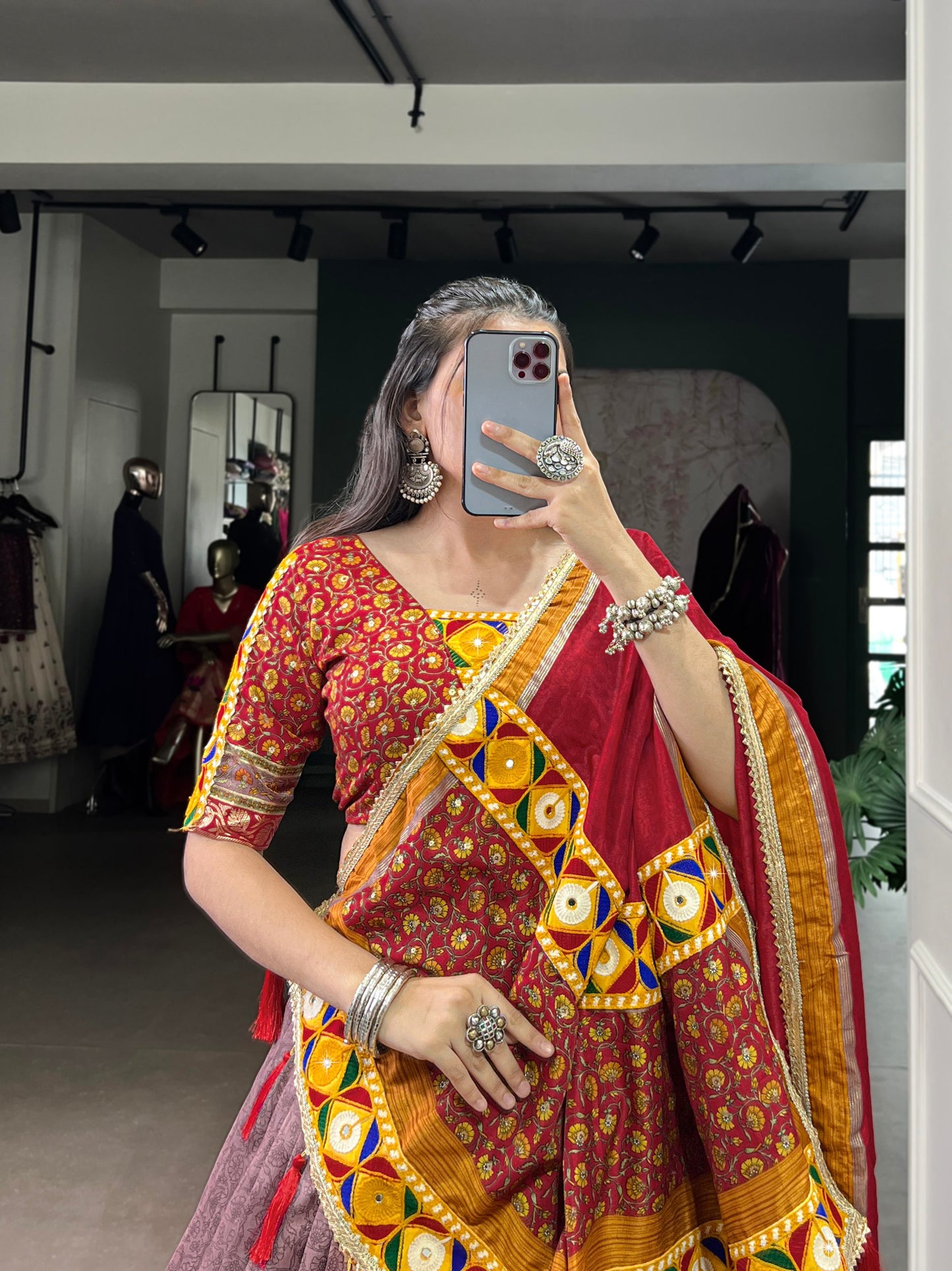 Elegant and Traditional Tasar Silk Lehenga Choli Perfect for Navratri Celebrations