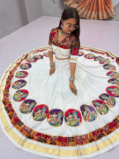 Pure Cotton 6-Meter Flair Lehenga Choli — Navratri Special, Fully Stitched with Cups