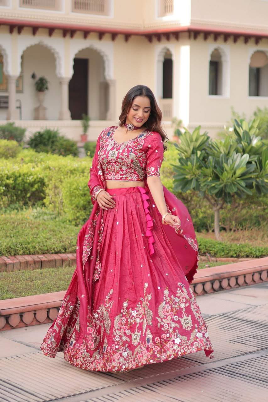 RangBhoomi Premium Designer Sequined Embroidered Lehenga Choli and Dupatta Set
