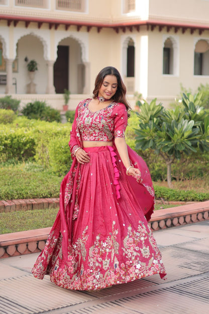 RangBhoomi Premium Designer Sequined Embroidered Lehenga Choli and Dupatta Set