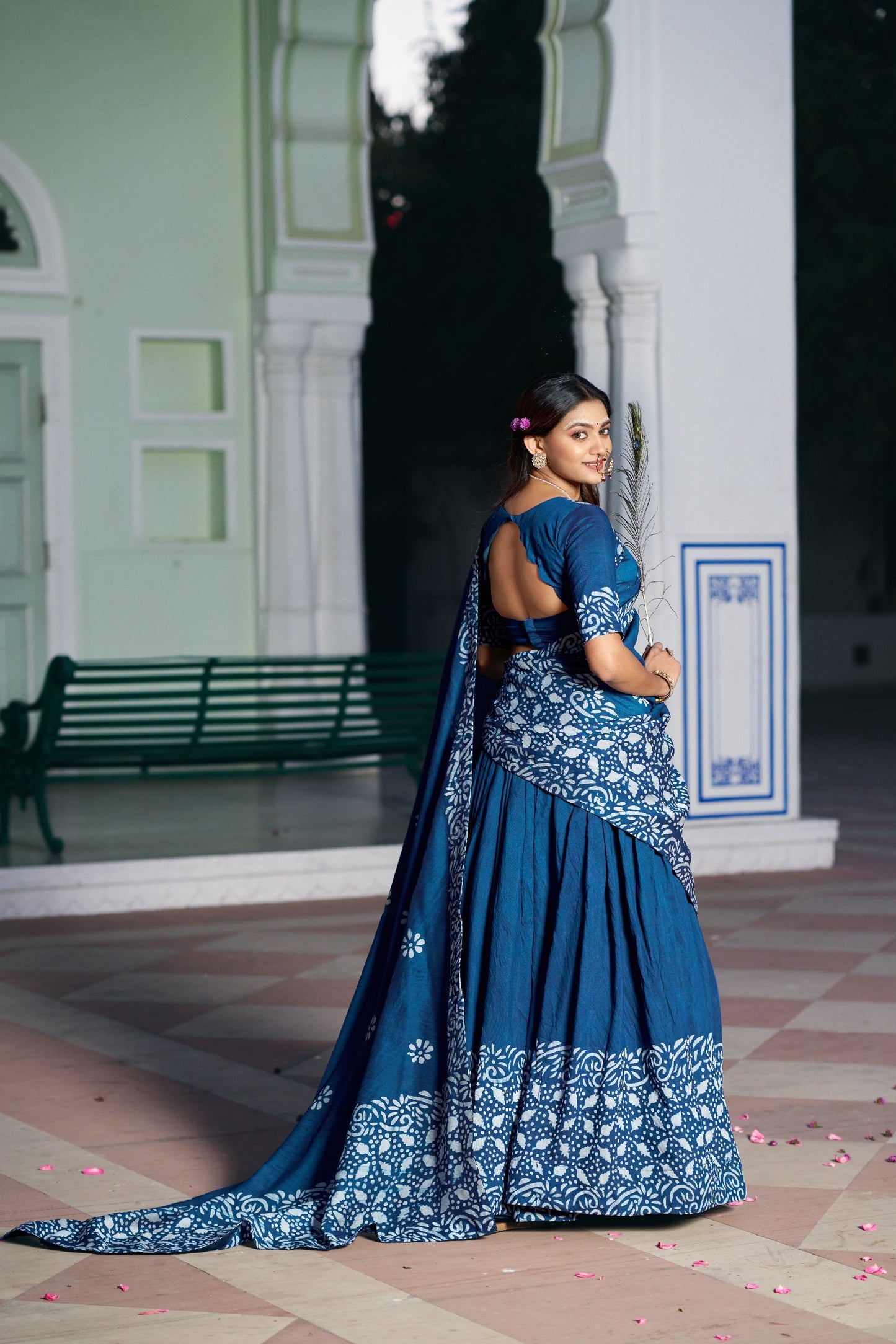 RangBhoomi Vrajshree Cotton Chanderi Lehenga Set — Festive Janmashtami Ensemble