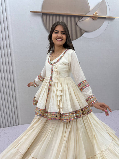 RangBhoomi Navratri Kediyu-Style Lehengacholi – Pure Cotton, 9m Flair, Fully Stitched