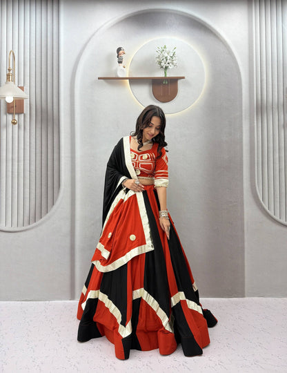 Navratri Special Pure Cotton Lehenga Choli with 6m Flair & Heavy Gota Patti - RangBhoomi