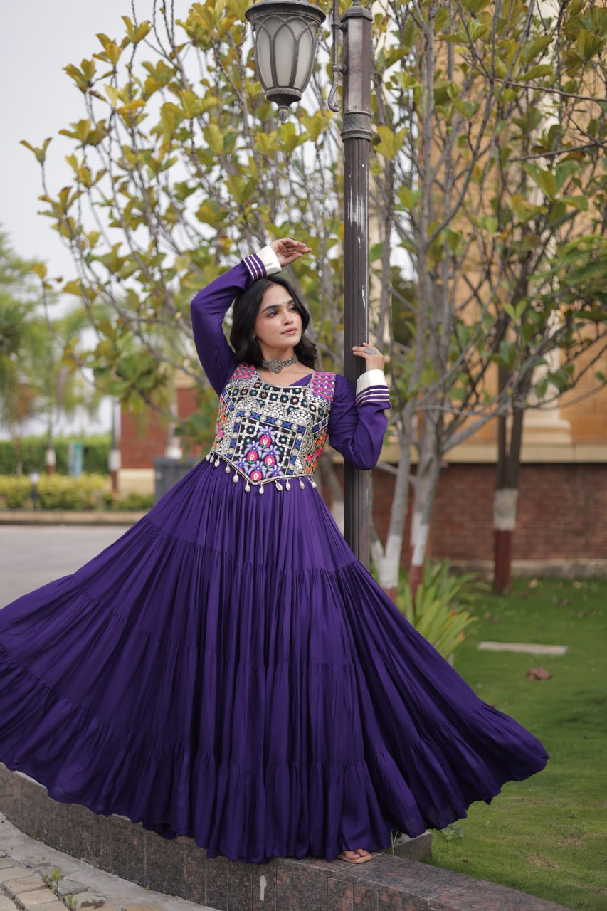 Navratri Gown Collection 2026 — Elegant Reyon Gown with Embellished Blouse by RangBhoomi