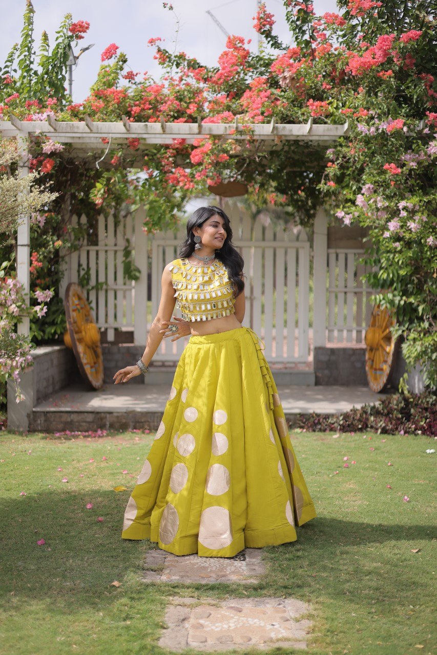 RangBhoomi Navratri Roman-Silk Lehenga Choli Set — Full-Stitched Festive Ensemble